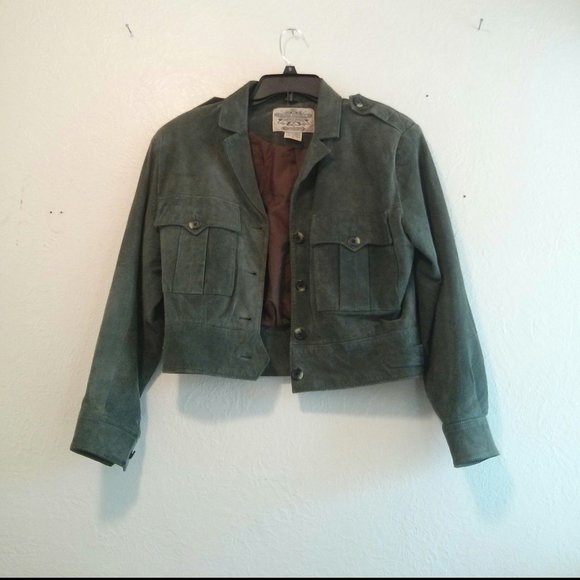 Vintage Suede Cropped Bomber/Pilot Jacket Size M - Picture 4 of 16
